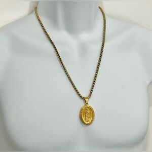 Our Lady of Guadalupe Necklace Yellow Ion-Plated Stainless Steel